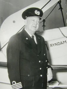 Captain Van blokland on board the ss Ryndam (II) late in his career.