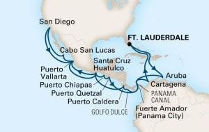 panama canal map round trip