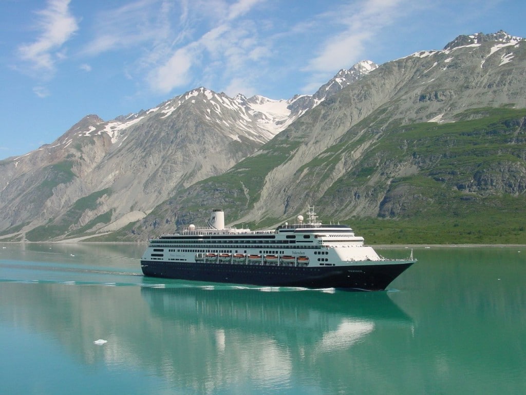 The ms Volendam III in Glacier Bay as taken from the Statendam V in the summer of 2013. Photo courtesy: Hotel Director Bert van den Macklenburgh