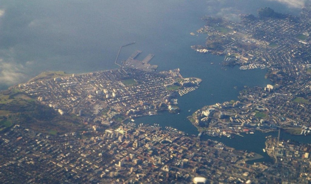 Victoria harbour as seen from the air.