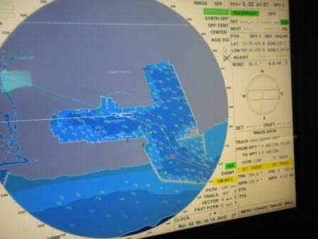 Radar captain showing the shape of the port and the breakwater entrance