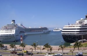 This is a stock photo from the internet, with all the berths in the port occupied. Berth 2 is behind the white cruise ship's stern on the left. 
