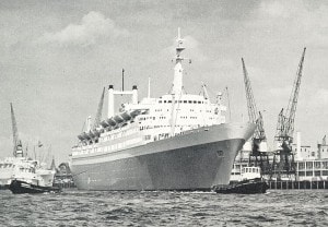 As the ss Rotterdam V looked like in 1976. Seen here departing from Rotterdam port