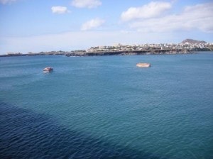 A nice view . Praia on the plateau overlooking the harbour, while our lifeboats are exercising.