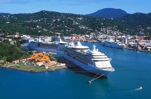 Castries Bay full with cruise ships. (Stock Photo from some years ago)