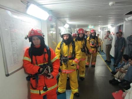 Team 2 of the deck department. They are not looking very happy but then no team is if they are forced to the standby team. Today was an Engine drill and then deck is the backup & support group.