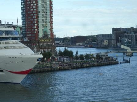 Our ancient Head Office with mainly well wishers trying to get a glimpse of the ms Rotterdam