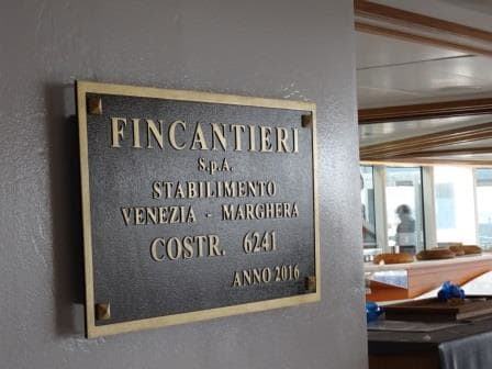 Fincantieri Buildiers Plate with our yard number 6241.