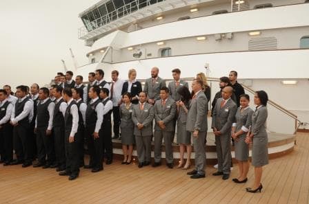 New Style uniforms. Bar stewards to the left. And a mixture of Front Office and Event Staff to the right.