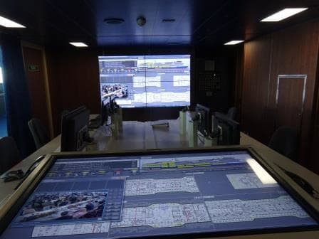 The Safety Table and screen. It shows all the alarms, ships lay out, checklists, where all the safety teams are and we can call up any camera feed in the ship.