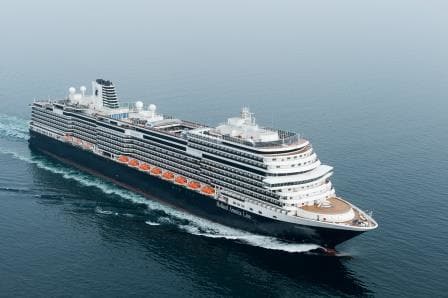 the ms Koningsdam under the command of Capt. Emiel de Vries arriving at Venice on 03 April 2016.