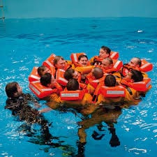 Survival at Sea. If you are thrown in the water, then you try to get in a group and stay together for easier recognition. This is called a huddle.