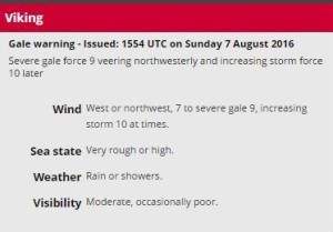 Weather Forecast for the area off the Norwegian coast. This section is called Viking by the shipping forecast. (Courtesy the Shipping Forecast)